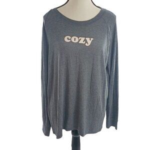 Sonoma Pajama Shirt Cozy Long Sleeve Gray Crew Neck Womens Size Large